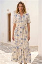 Blue Sea Shell Print Midi Dress, Image 2 of 4