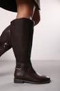 Dark Brown 'Nyla' Knee High Boots With Low Flat Heel, Image 1 of 7