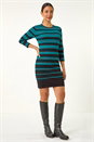 Teal Gradient Stripe Knitted Dress, Image 3 of 5