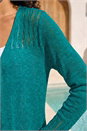 Teal Textured Knit Shrug, Image 4 of 4