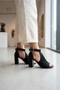 Black Sora Knit Vamp Block Heel Sandals, Image 4 of 5