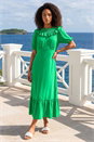 Green Dusk Frill Collar Detail Midi Dress, Image 3 of 4