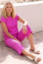Pink Classic Crinkle Crop Trouser, Image 5 of 5