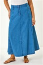 Indigo Curve Cotton Denim Swing Skirt , Image 1 of 5