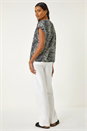 Black Snake Print Bubble Hem Top, Image 3 of 5