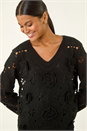 Black Crochet Floral Knit Jumper, Image 4 of 5