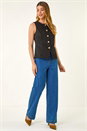 Black Boucle Stretch Waistcoat, Image 2 of 5