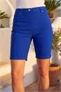 Royal Blue Elastic Waist Turn Up Stretch Shorts, Image 2 of 4