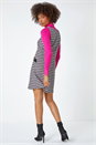 Pink Sleeveless Houndstooth Stretch Dress, Image 3 of 5