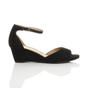 Black AJVANI Black Mid Wedge Heel Ankle Strap Sandals, Image 2 of 6