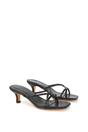 Black XY LONDON Black 'Dream' Strappy Square Toe Kitten Heel Slip on Mule Sandals, Image 5 of 5