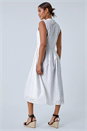 White Floral Cotton Broderie Midi Dress, Image 3 of 5