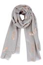 Grey Rose Gold Foil Feather Lightweight Scarf, Image 4 of 4