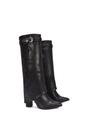 Black XY LONDON Black 'Aaliyah' Fold Over Boots Block Heel Buckle Point Toe, Image 5 of 7