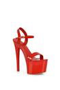 Red XY LONDON Red 'Matilda' Statement Strappy Sky High Stiletto Platform Heels, Image 2 of 4