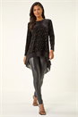 Gold Star Print Velvet Chiffon Hem Top, Image 2 of 5