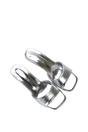 Silver XY LONDON Silver 'Pearl' Square Toe Stiletto Kitten Heel Mule Sandals, Image 6 of 6
