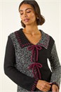 Charcoal Collared Textured Stitch Knit, Image 1 of 5