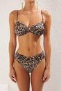 Multi WOVCOR Multi Ruched Bandeau Bikini Top with Ring Detail, Image 2 of 5