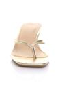 Gold AJVANI Gold Low Kitten Heel Toe Post Slip On Square Toe Sandals, Image 5 of 5