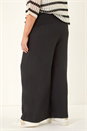 Black Curve Shirred Wide Leg Trouser, Image 3 of 5