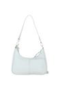Light Grey Real Leather Shoulder Bag with Detachable Crossbody Strap, Image 3 of 4