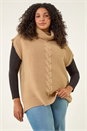 Camel Curve High Neck Tabard Knit Top, Image 1 of 5