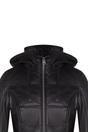 Black Womens Leather Quilted Parka Coat -Allen, Image 6 of 6