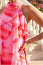 PINK Petite Abstract Halter Neck Ruffle Dress, Image 4 of 4
