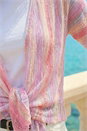 Light Pink Textured Stripe Knit Cardigan, Image 4 of 4