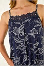 Navy  Geometric Lace Trim Cami Top, Image 5 of 5