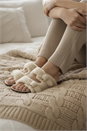 Ivory Faux Fur Double Buckle Slipper, Image 1 of 5