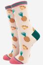Cream Pineapple Print Bamboo Socks - Cream, Image 1 of 3