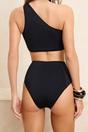 Black WOVCOR Black Mesh Detail One Shoulder Bikini Top, Image 5 of 5