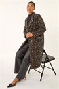 Brown Animal Print Formal Pocket Coat, Image 2 of 7