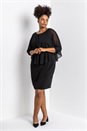 Black Curve Flock Spot Chiffon Overlay Dress, Image 3 of 4