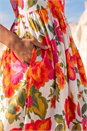 ORANGE Dusk Cotton Floral Border Midi Dress, Image 4 of 4