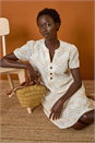 Cream  Zig-Zag Embroidered Cotton Tunic Dress, Image 7 of 7
