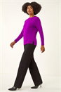 Magenta Plain Soft Crew Neck Jumper, Image 2 of 5