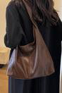 Brown 'Athena' Large Slouchy Shoulder Bag With Magnetic Clasp, Image 1 of 3