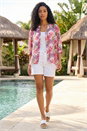 Purple Floral Print V-Neck Blouse, Image 2 of 4