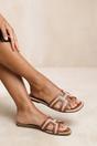 Tan 'Maldives' Cut Out Strap Flat Sandals, Image 1 of 2