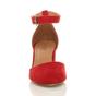 Red AJVANI Red Mid Block Heel Ankle Strap 2 Part Heels, Image 6 of 6