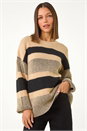 Camel Colour Block Striped Knit Jumper, Image 4 of 5