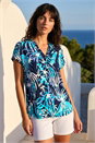 Blue Textured Abstract Print Top, Image 2 of 4