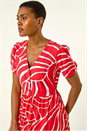 Red Linear Print Midi Shirt Dress, Image 4 of 5