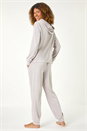 Light Grey Velour Hoodie Lounge Set, Image 1 of 8