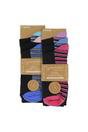 Black 6 Pack Ladies Bamboo Socks Soft Breathable Patterned Everyday Socks, Image 2 of 3