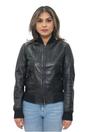Black MA-1 Leather Bomber Jacket-Abbotsford, Image 1 of 5