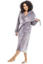 Purple Deep Pile Full Length Fleece Bathrobe, Image 1 of 5